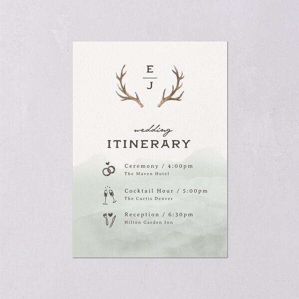 Antler Monogram Mountain Itinerary Cards Forest Signature Standard