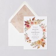 Elegant Botanical Autumn Floral Euro Envelope Liners Soft Peach Luxe