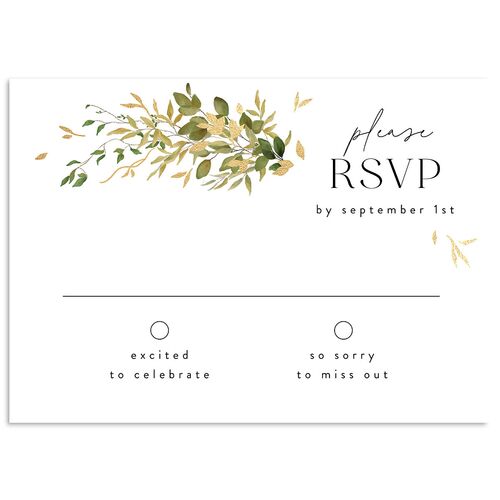 Harvest Crescent Foil Wedding Response Cards Gold Pure White Signature Standard