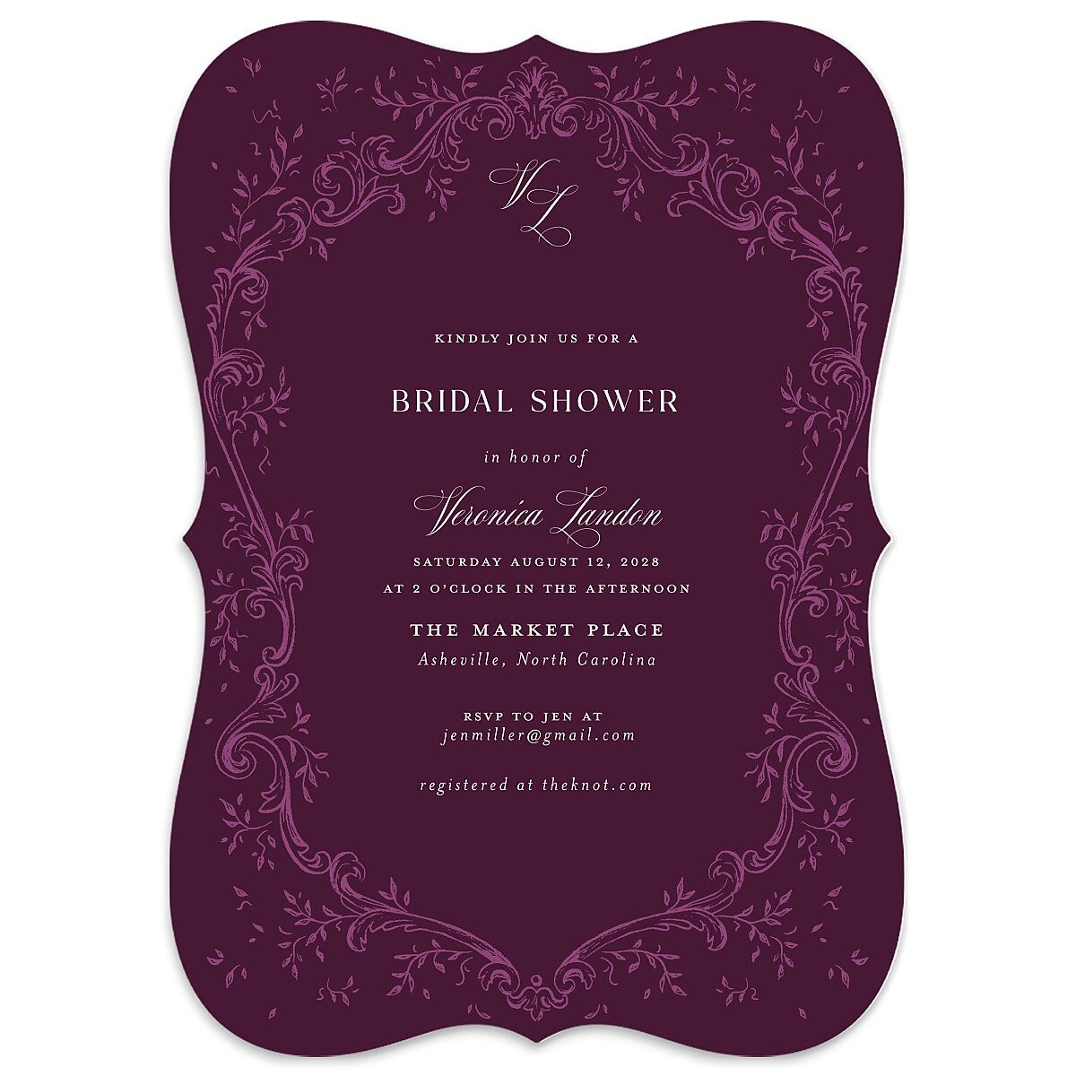 Formal Opulent Frame Bridal Shower Invitations