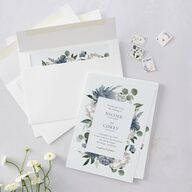 Timeless Bouquet Wedding Invitations Dusty Blue Signature Blank No Standard