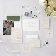 Graceful Botanical Foil Wedding Invitations Greenery Gold Signature Blank No Standard