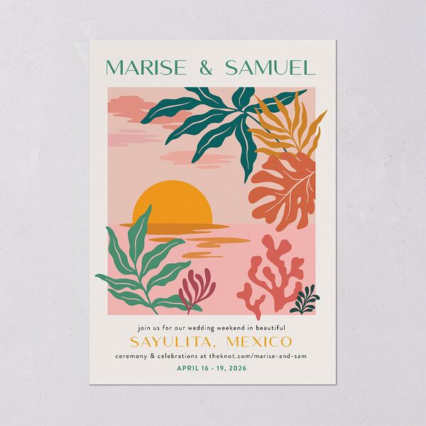 Impressionist Paradise Wedding Invitations Rose Gold Signature Blank No Standard