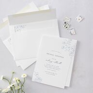Floral Adornment Bridal Shower Invitations Dusty Blue Signature Blank Standard