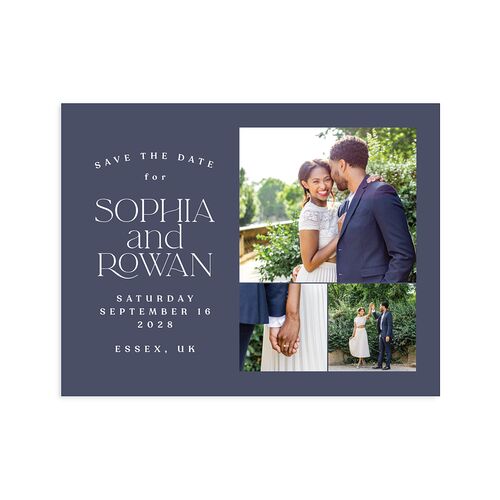 Classic Stack Save the Date Petite Cards Midnight Navy Signature smooth Blank No Standard