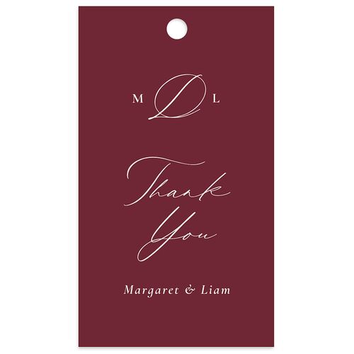 Black Tie Initial Favor Gift Tags Merlot Signature