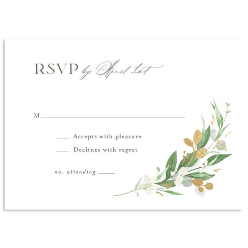 Greenery Laurel Foil Wedding Response Cards Thyme Gold Signature Standard