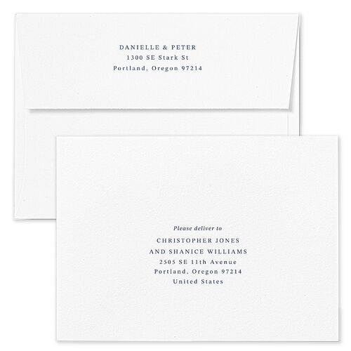 Photo Vow Save The Date Card Envelopes White Midnight Navy Both Recipient and Return Addresses Signature Standard