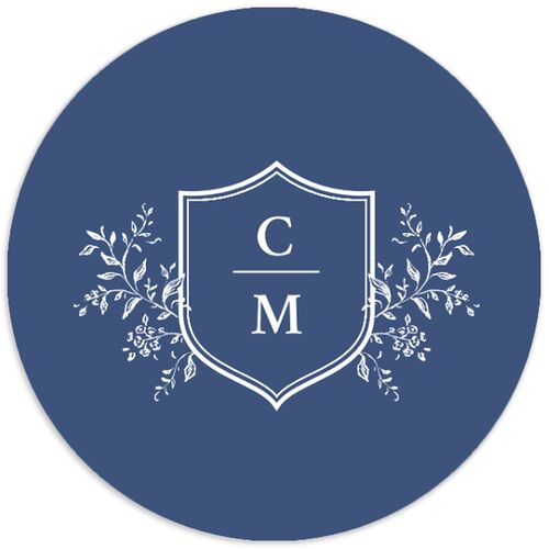Elegant Photo Crest Wedding Stickers Sapphire Circle
