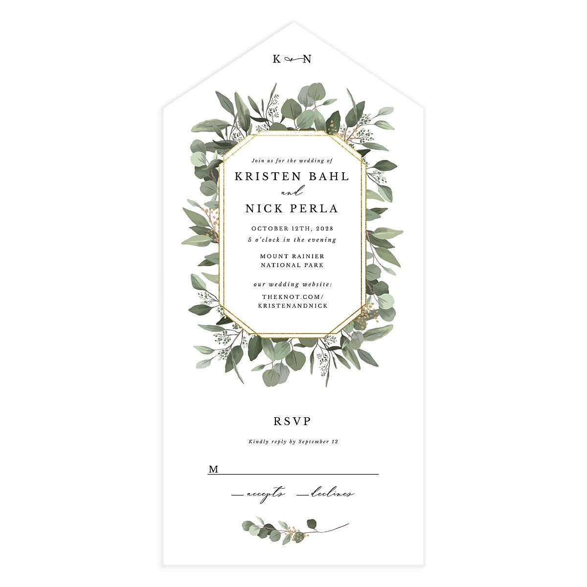 Eucalyptus Frame All-in-One Wedding Invitations