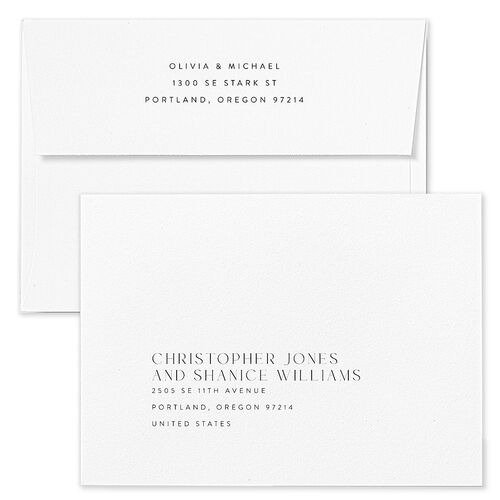 Bar Accent Wedding Invitation Envelopes Rose Pure White Return Address Standard Signature