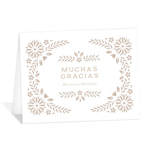 Papel Picado De Mexico Thank You Cards Taupe