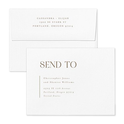 Triptych Photo Save the Date Petite Card Envelopes Terracotta Sand Return Address Signature Standard