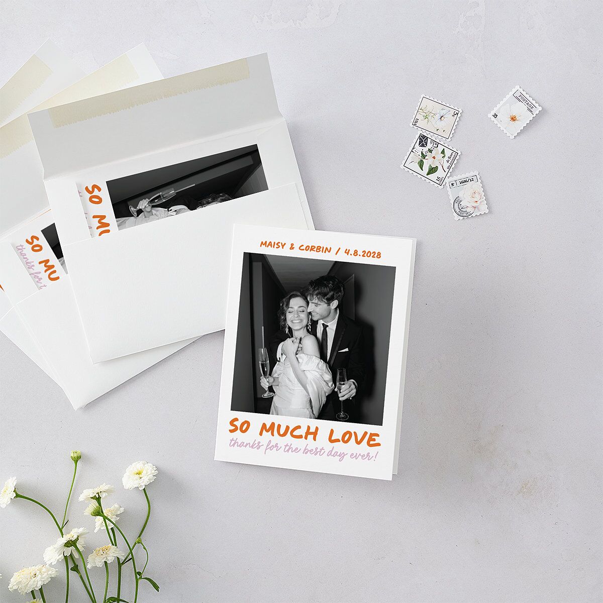 Modern Marker Thank You Cards Tangerine