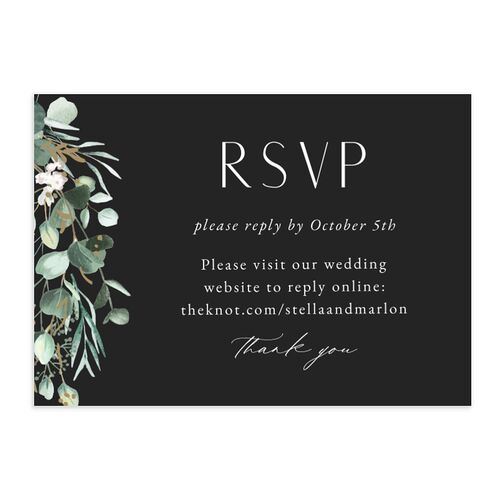 Timeless Floral Hoop URL RSVP Cards Charcoal Signature Standard