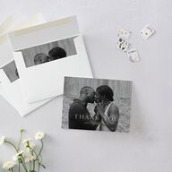 Monogram Leaves Thank You Cards Gold Charcoal