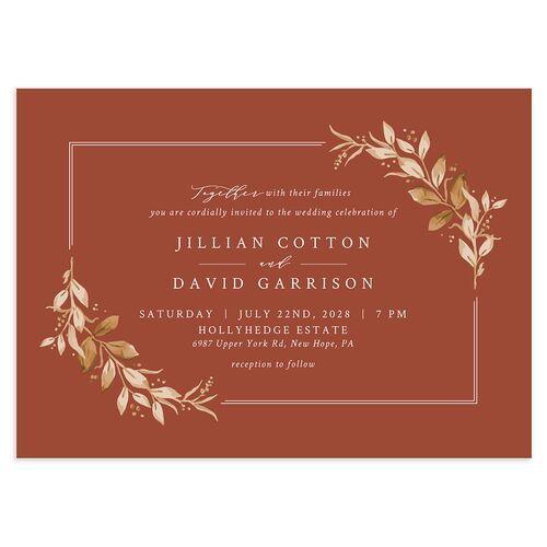 Classic Greenery Wedding Invitations Chestnut Signature Blank No Standard