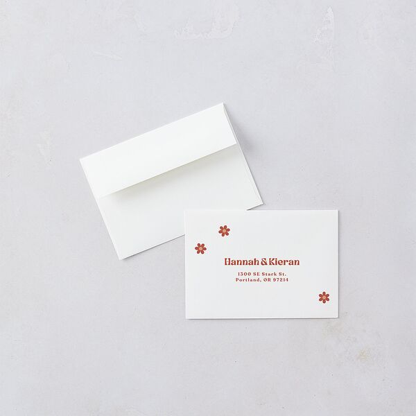 Simple Retro Daisy Wedding Response Cards Terracotta Signature Standard