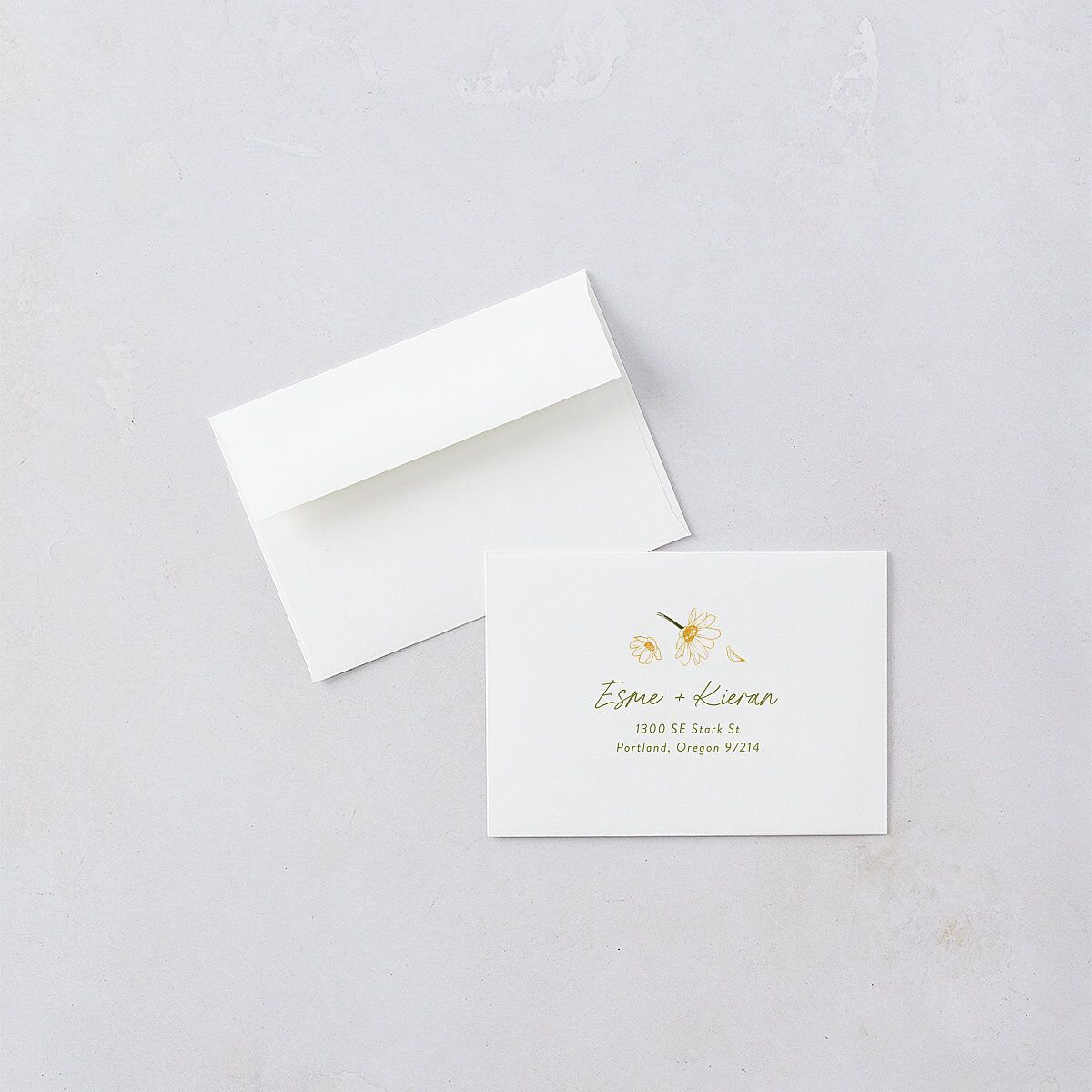 Monogram Daisies Wedding Response Cards Olive Signature Standard