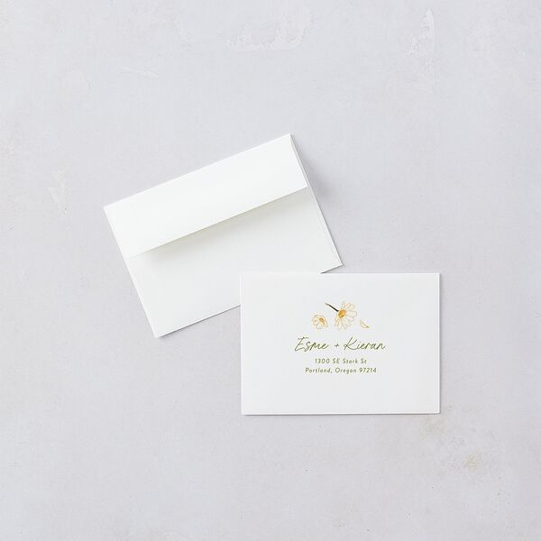 Monogram Daisies Wedding Response Cards Olive Signature Standard