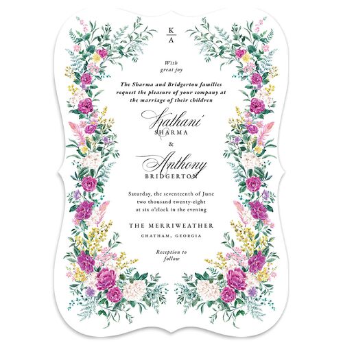 Glamorous Regency Garden Wedding Invitations by Bridgerton Bordeaux Signature Blank No Bracket