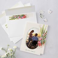 Hawaiian Tropical Orchid Oval Save The Date Cards Crimson Signature smooth Blank No Standard