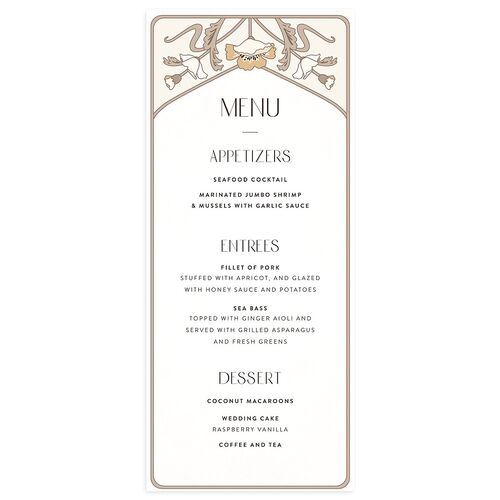 Vintage Nouveau Floral Menus Linen Signature