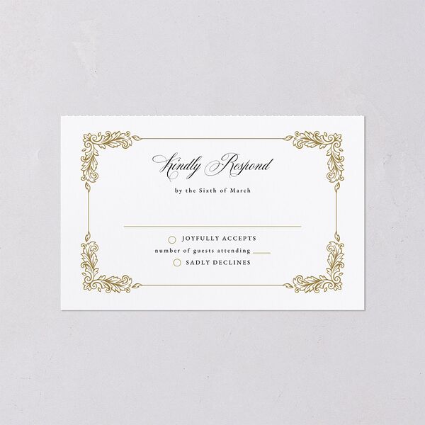 Black Tie Crest All-in-One Wedding Invitations Pure White Signature Light Both Recipient and Return Addresses No