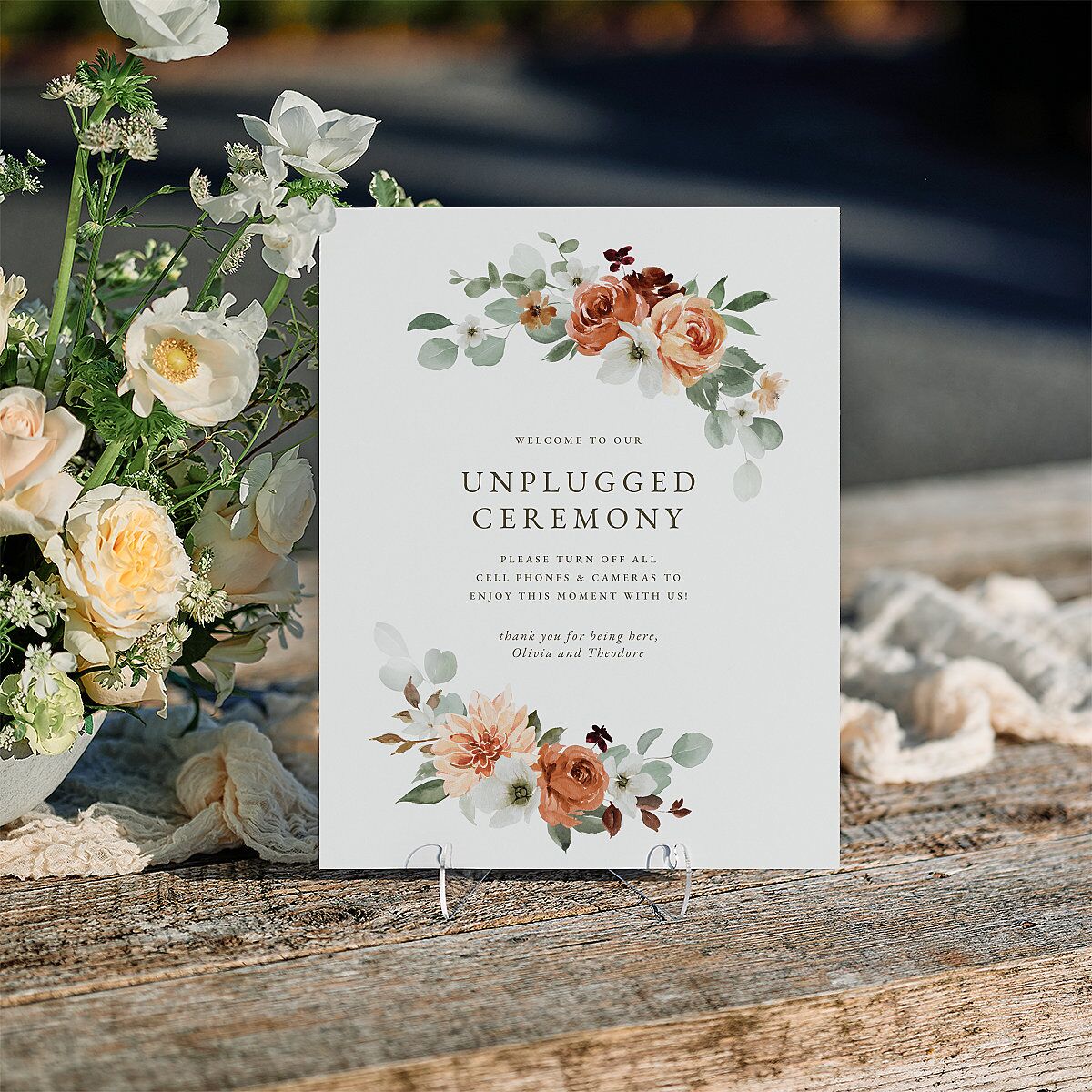 Eucalyptus Bouquet Standard Tabletop Sign Small Terracotta Standard Indoor Foam Core S Tabletop Table