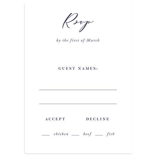 Timeless Script Wedding Response Cards Navy Signature Standard