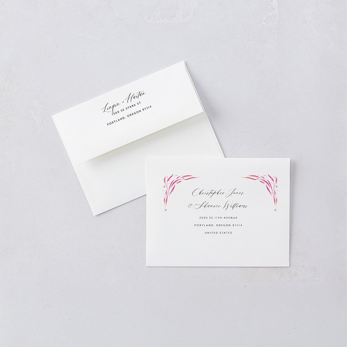 Chinese Phoenix Fenghuang Thank You Cards Rose Pink