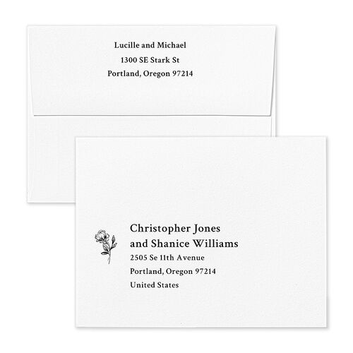 Elegant Typography Thank You Card Envelopes White Cotton Both Recipient and Return Addresses Signature Standard