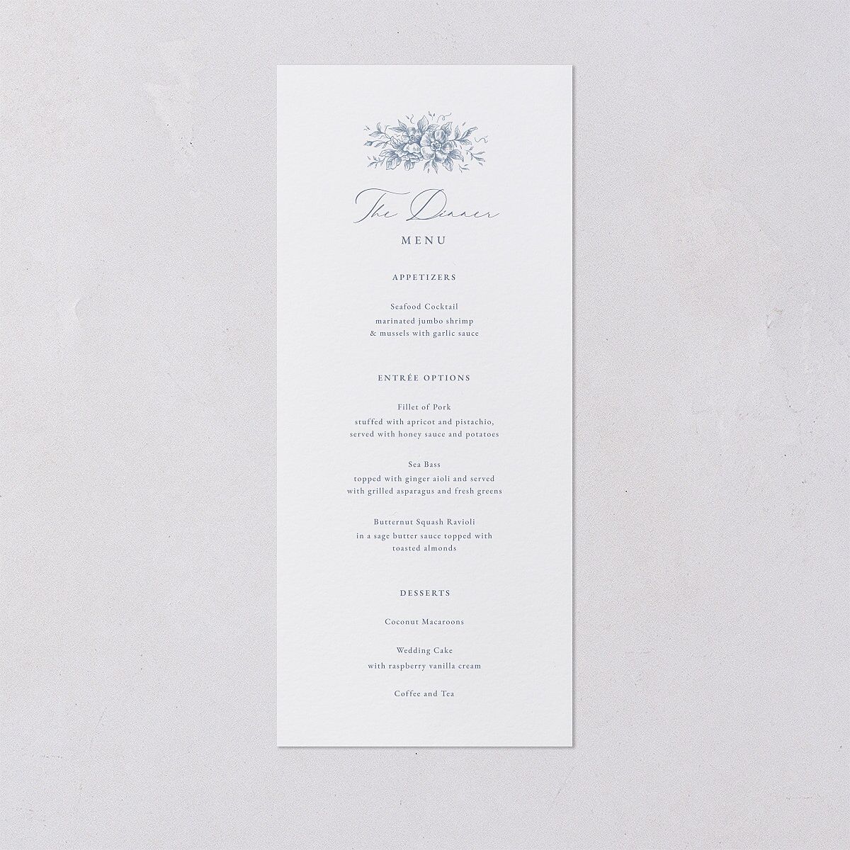 Antique Victorian Botanical Menus Dusty Blue Signature