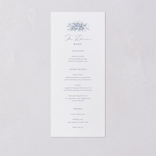 Antique Victorian Botanical Menus Dusty Blue Signature
