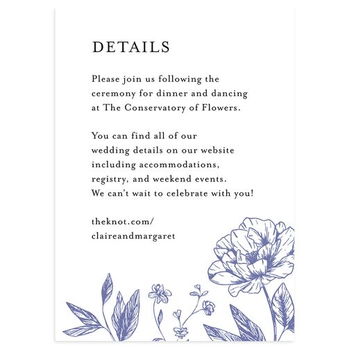Classic Botanical Border Wedding Enclosure Cards Regency Blue Signature Standard