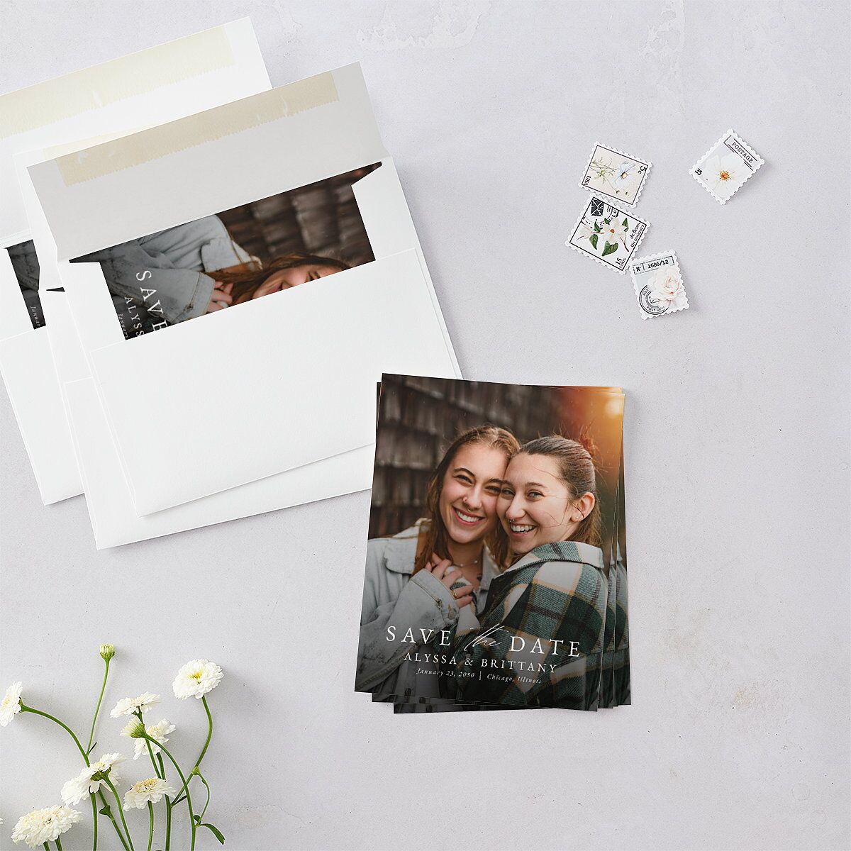 Greenery Laurel Save the Date Petite Cards — view 4