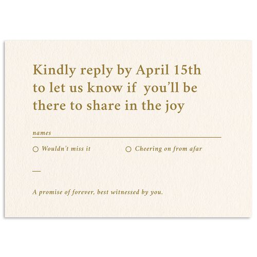 Elegant Typography Wedding Response Cards Gold Signature Standard