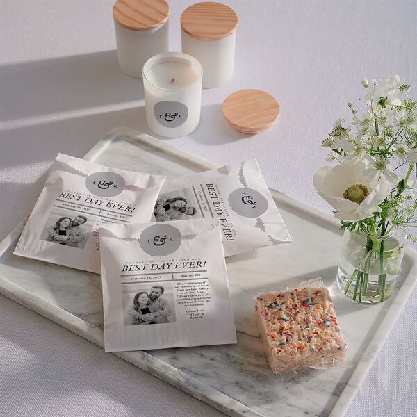 Newspaper Wedding Stickers Pure White Circle