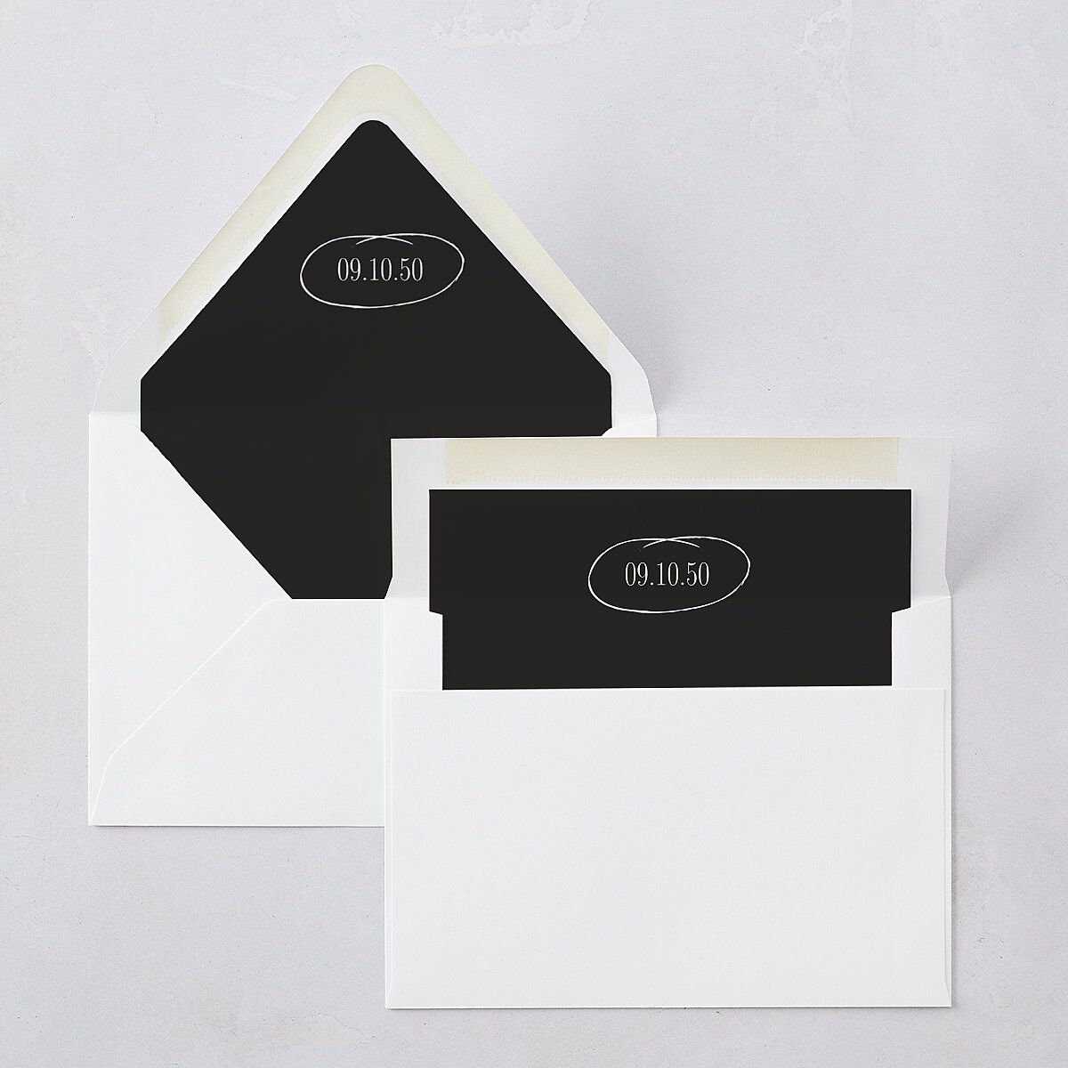 Classic Circled Calendar Date Euro Envelope Liners Pure White Luxe