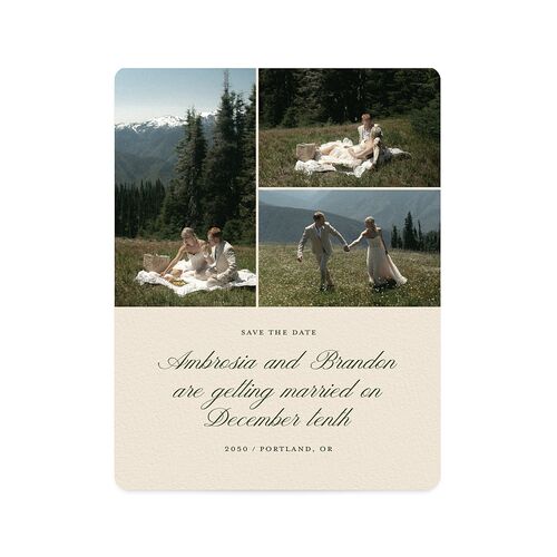 Vintage Cinematic Photo Save The Date Magnets Linen Magnet Paper