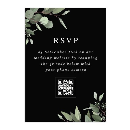 Eucalyptus Frame QR Code RSVP Cards Midnight Signature