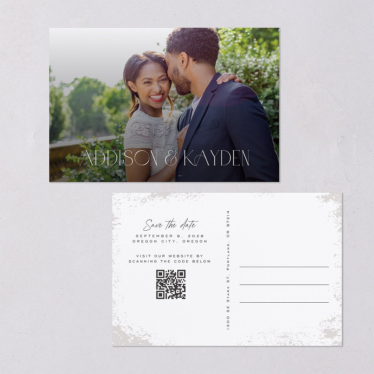 Metallic Edge Save the Date Postcards Pure White