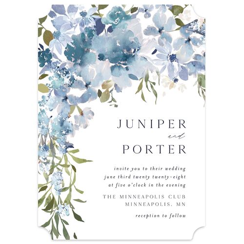Garden Arch Wedding Invitations Navy Signature Blank No Ticket