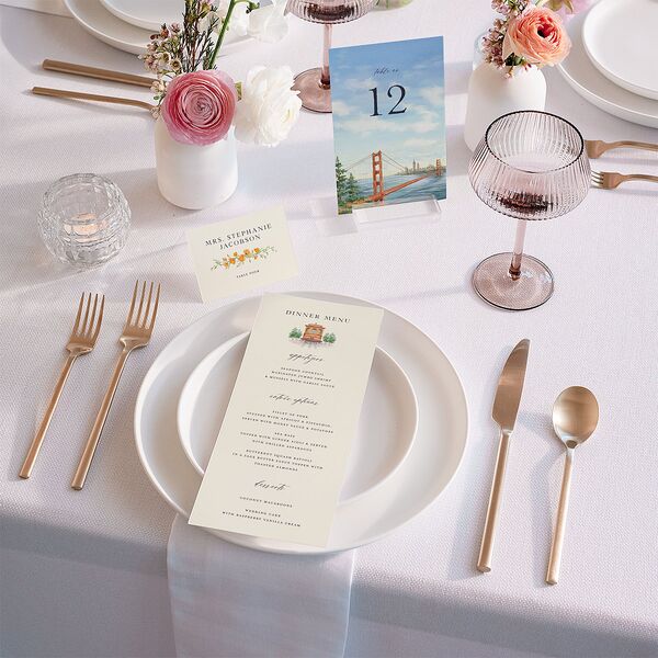 Scenic San Francisco Place Cards Pale Blue Signature