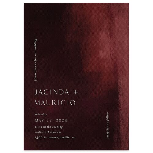 Modern Canvas Wedding Invitations Burgundy Signature Blank No