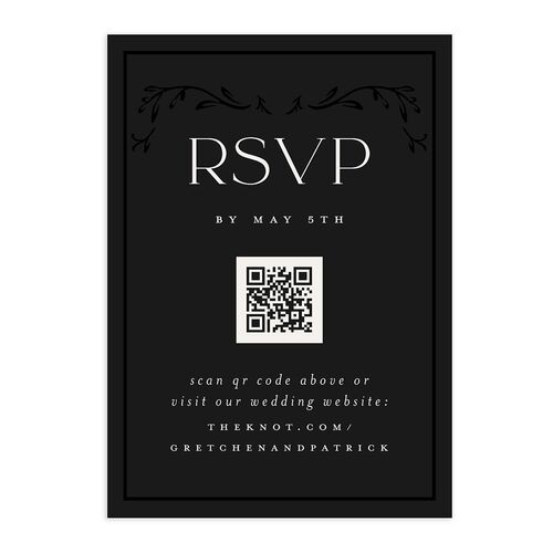 Storybook Filigree QR Code RSVP Cards Charcoal Signature Standard