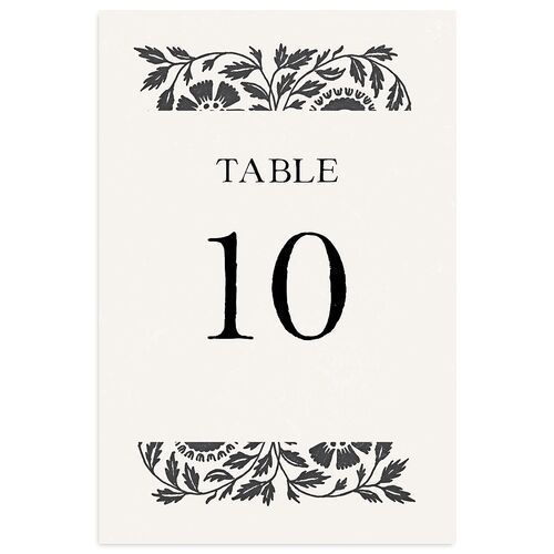 Block Print Table Numbers Charcoal Signature