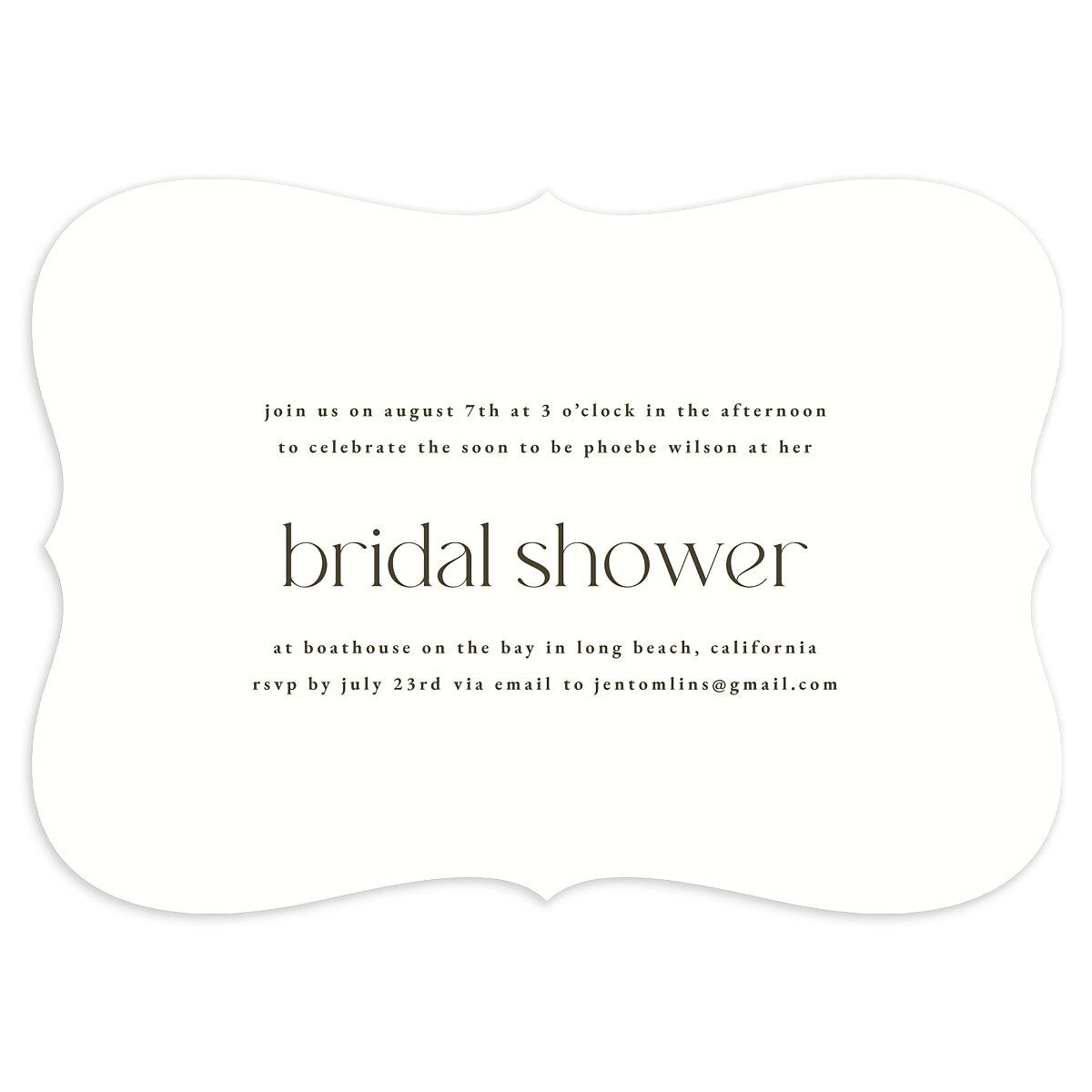 Striking Portrait Bridal Shower Invitations