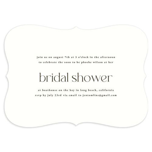 Striking Portrait Bridal Shower Invitations Pure White Signature Blank