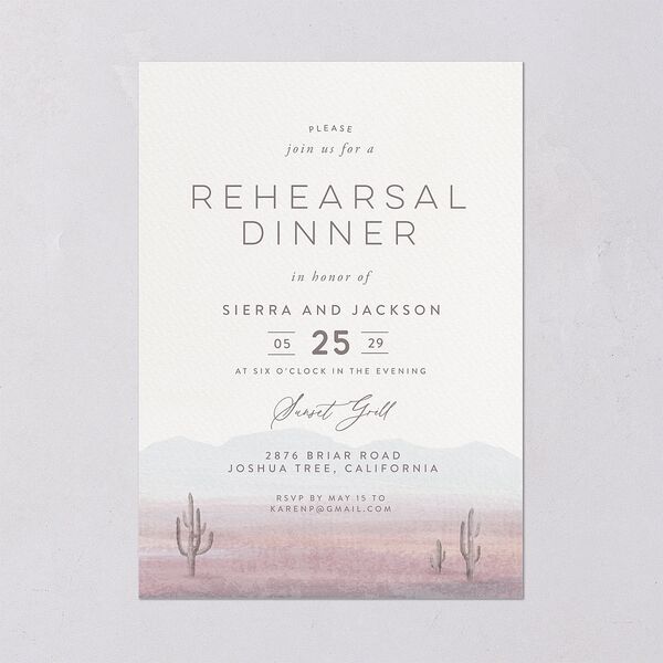 Painted Desert Rehearsal Dinner Invitations Lilac Signature Blank Standard